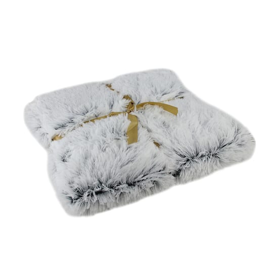 55" x 62" Plush Gray Faux Fur Throw Blanket